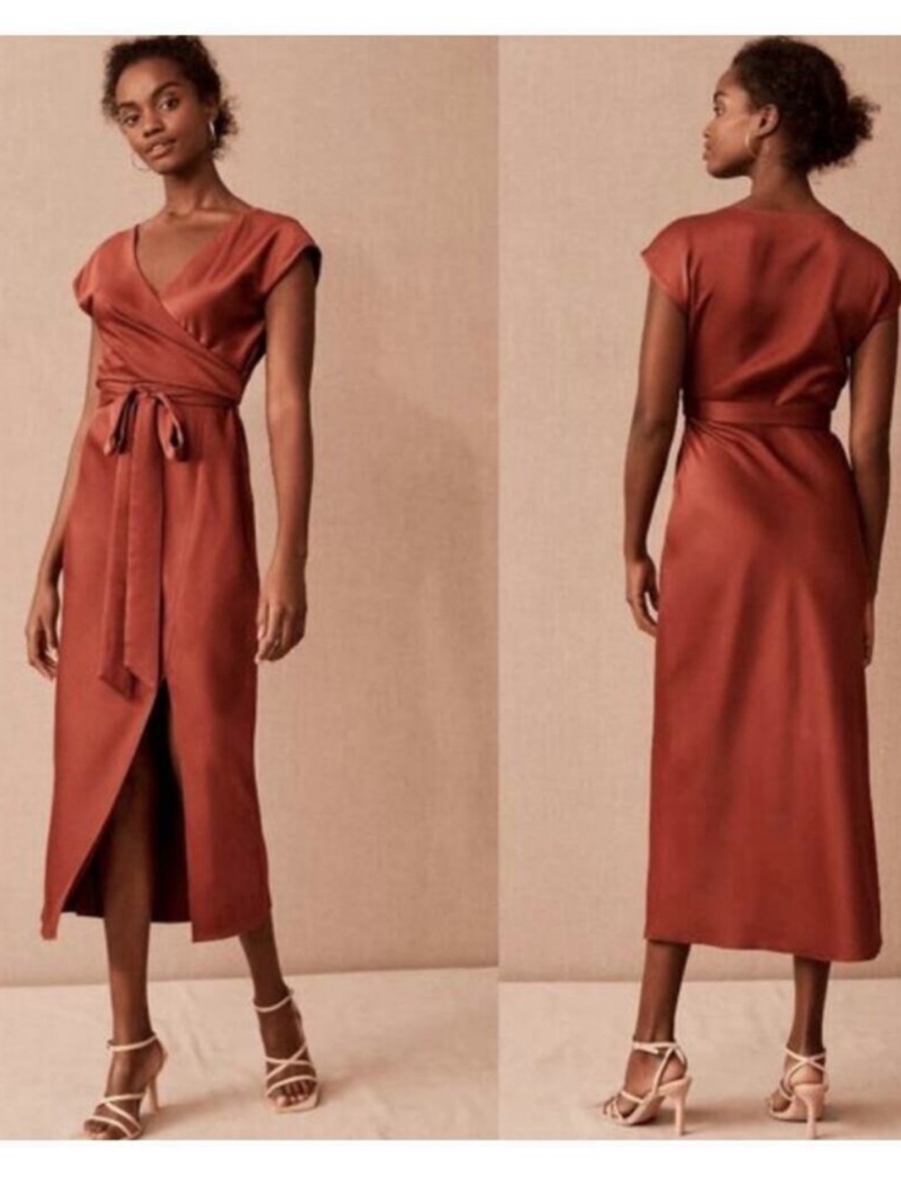 BHLDN Louisa Charmeuse Rust Dress